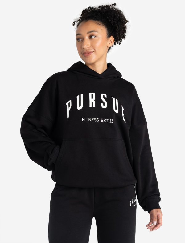 women-varsity-oversized-hoodie-black - Image 2